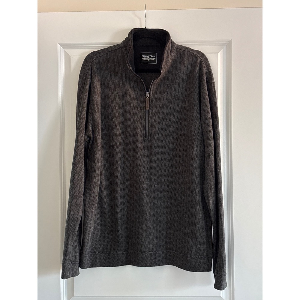 Straight Down Men's Cotton Quarter Zip Pullover Golf Sweater‎ Large